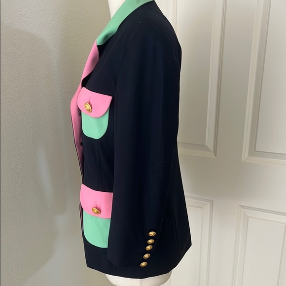 Colorful Women's Blazer with Gold Buttons Escada vintage Blazer - Picture 4 of 11